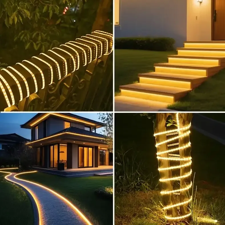 LED гірлянда із сонячною батареєю 10 м, теплий білий світ
