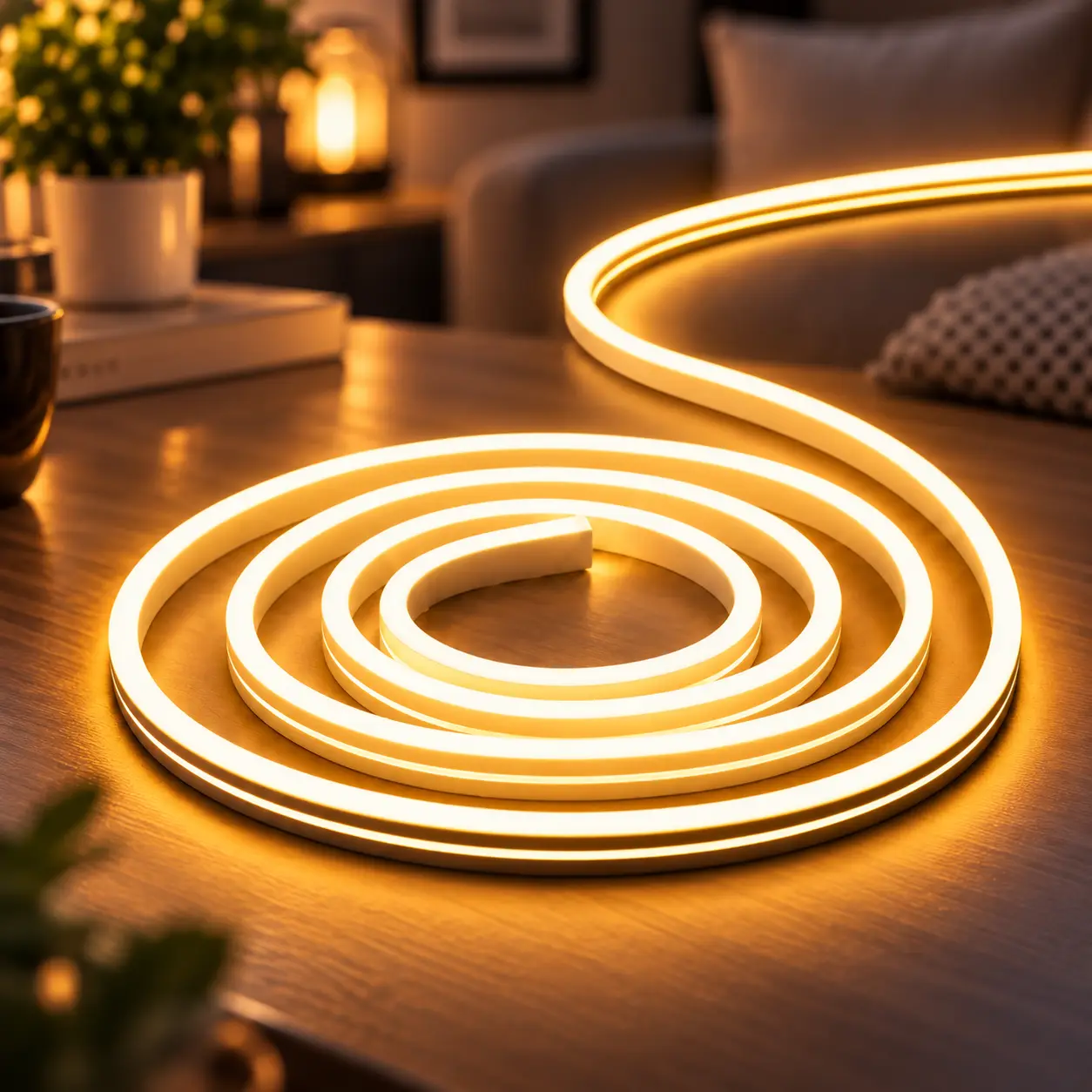 Силиконовая лента 2M / NEON светодиодная лента / Водонепроницаемая лента неон Тепло-белый