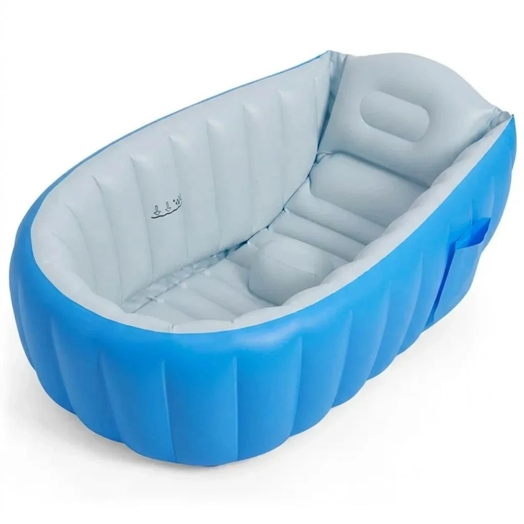 Дитяча надувна ванночка з насосом Intime Baby Bath Tub, блакитна