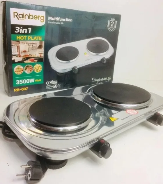 Плитка електрична настільна на 2 конфорки Rainberg RB-007, 3500 Вт