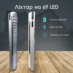 Ліхтар світлодіодний акумуляторний HEL-6855T із сонячною панеллю
