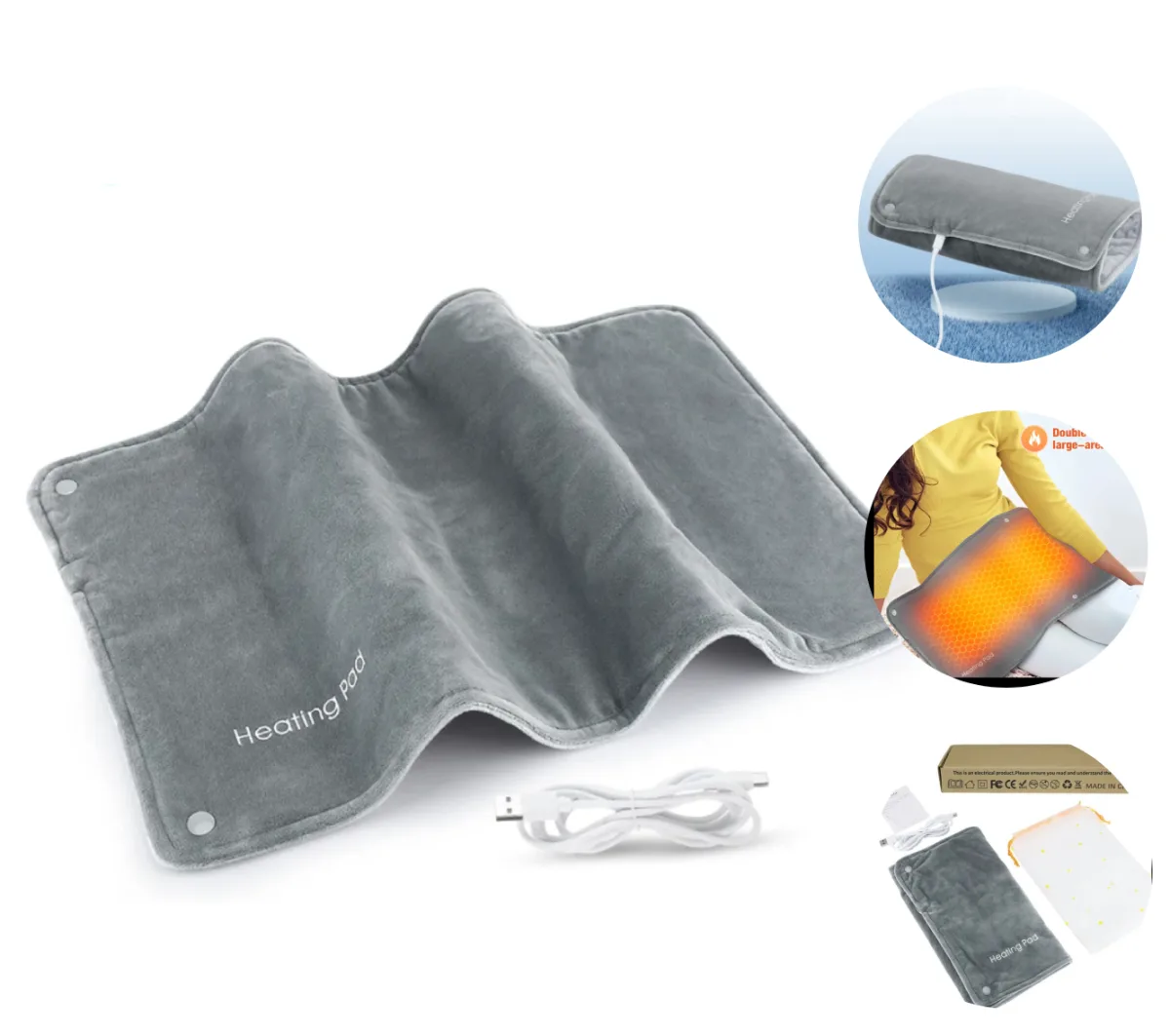 Грілка електрична Heating Pad Type-C USB 5V/2А графенова для спини та шиї
