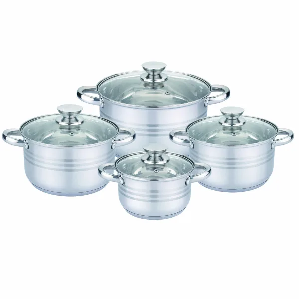 Cookware Set UNIQUE UN-5032 with Lids, Stainless Steel, Capsule Bottom, 8 pcs (2.1/2.9/3.9/6.2 L)