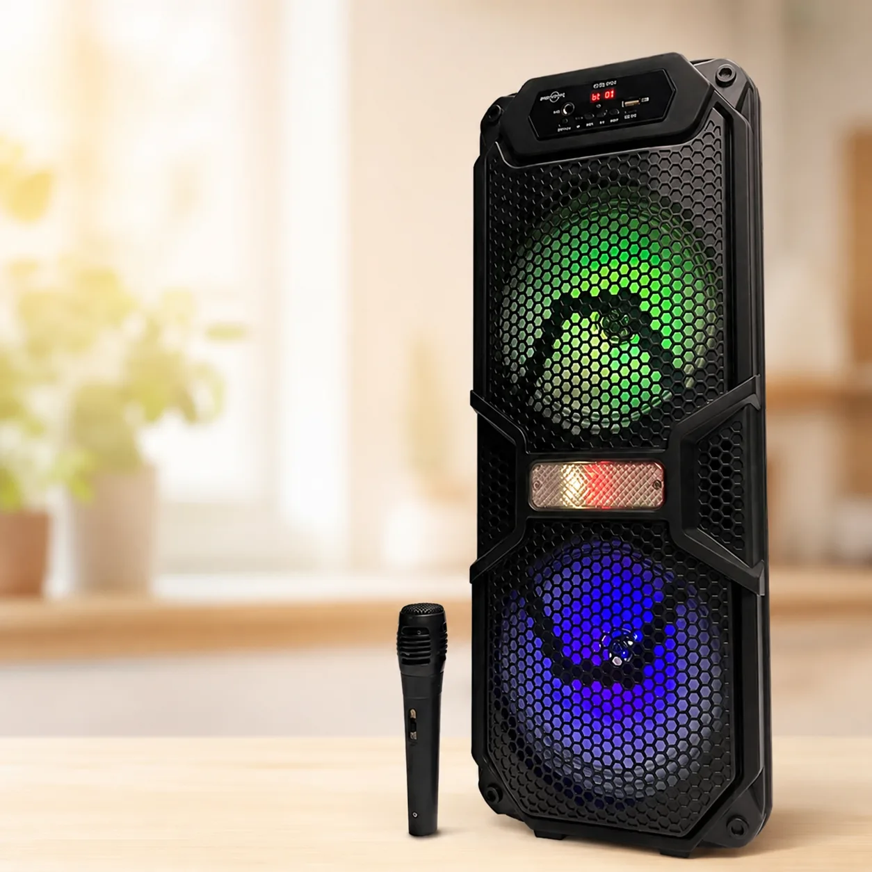 Караоке-колонка Bluetooth GTS-1701 55 см з мікрофоном та LED-підсвічуванням