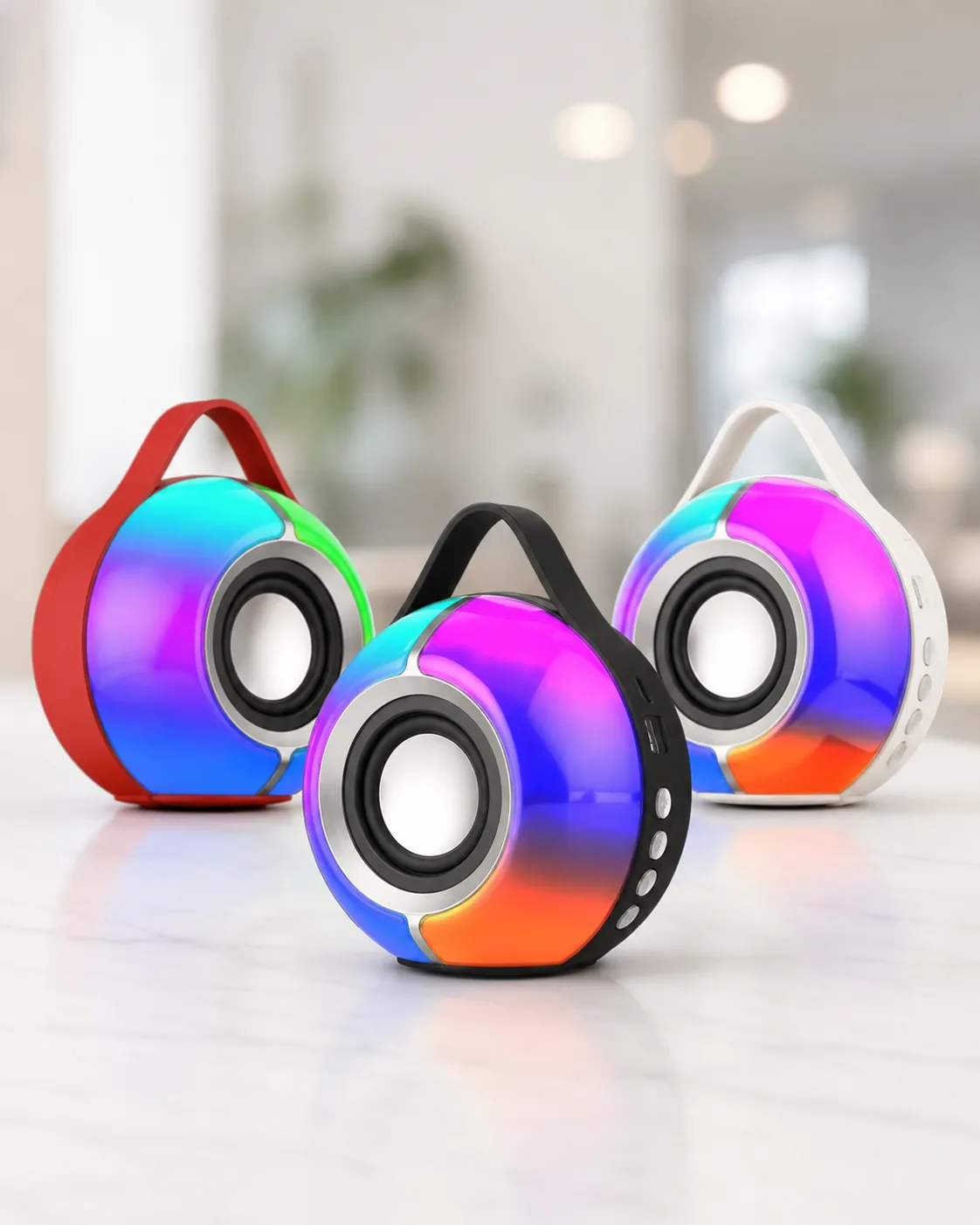 Акумуляторна колонка Bluetooth SY-333 біла з RGB підсвічуванням, переносна