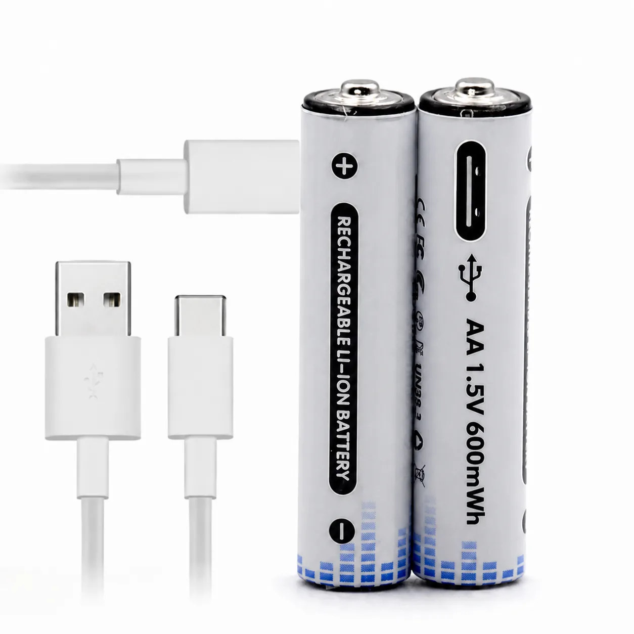 Комплект акумуляторних батарейок 2xAA з роз'ємом Type-C, 1.5V/3500mWh