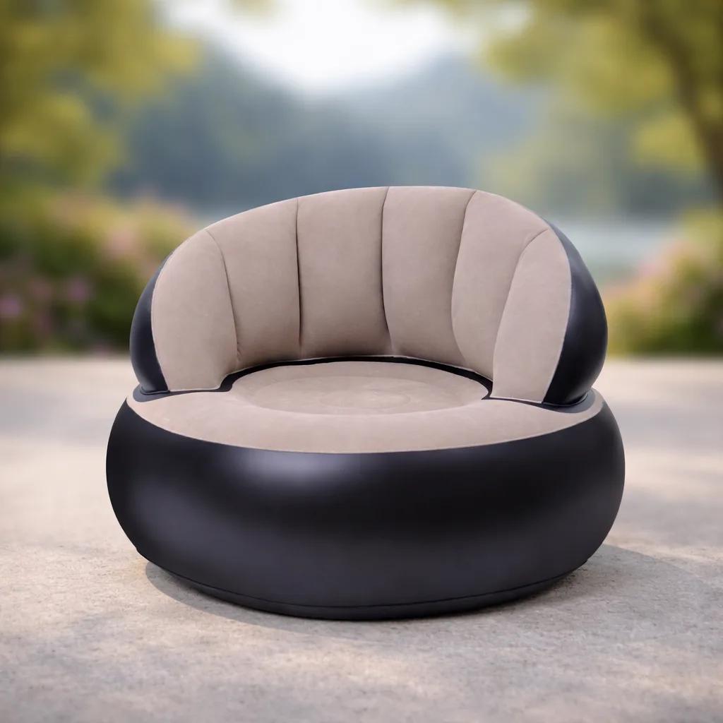 Крісло надувне AIR SOFA велюрове 80×80×67 см, бежеве