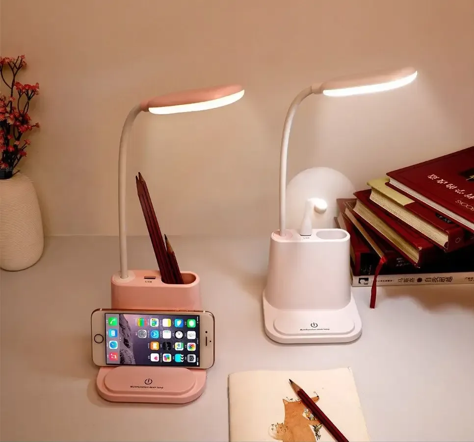 Акумуляторна настільна LED лампа Bionic Desk Lamp з USB, органайзером та підставкою для смартфона