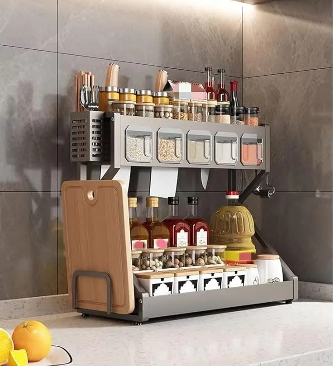Сушарка для посуду + органайзер для спецій Glaceon Spice Rack, двоярусна