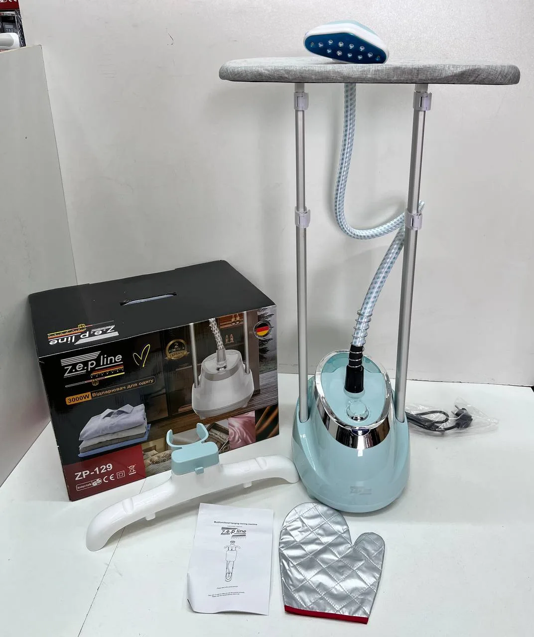 Vertical garment steamer with stand Zepline ZP-129, 3000W, light blue