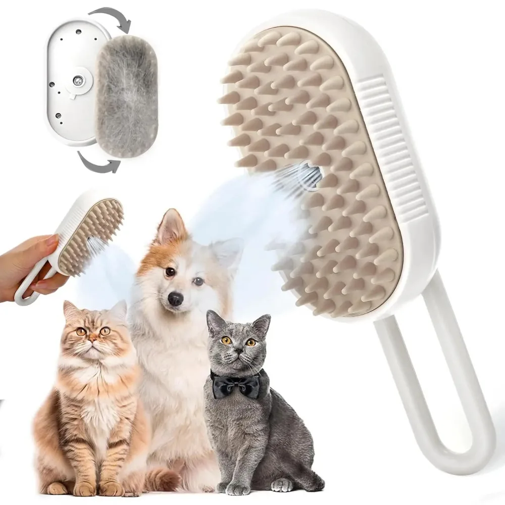 Щітка-масажер-спрей парова 3в1 Pet Spray Massage Brush для вичісування собак і котів, біла