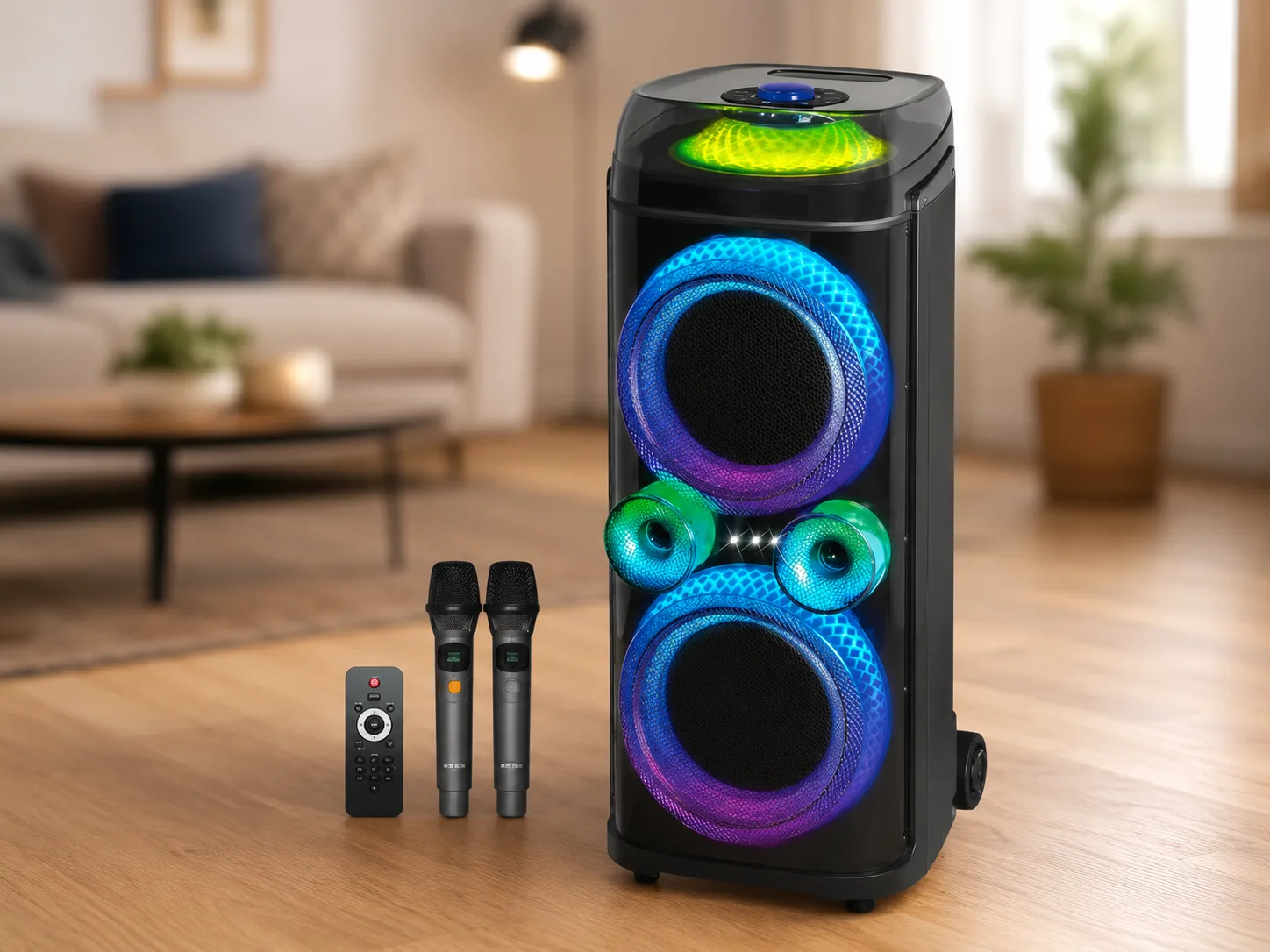 Портативна акустика ZXX-9900 з 2 мікрофонами, Bluetooth, USB, FM, RGB-підсвітка