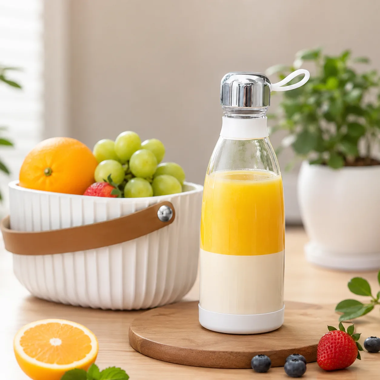 Блендер-пляшка портативний Mini Juicer, акумуляторний, 350 мл, 40 Вт