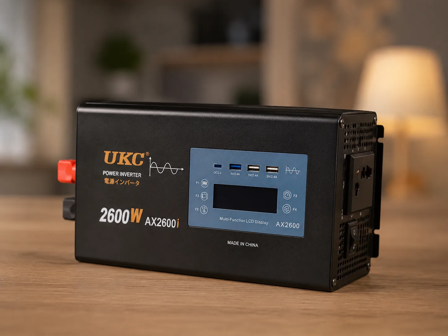 Інвертор автомобільний UKC AX2600i (AC/DC 2600W), чистий синус, дисплей, 3xUSB + Type-C