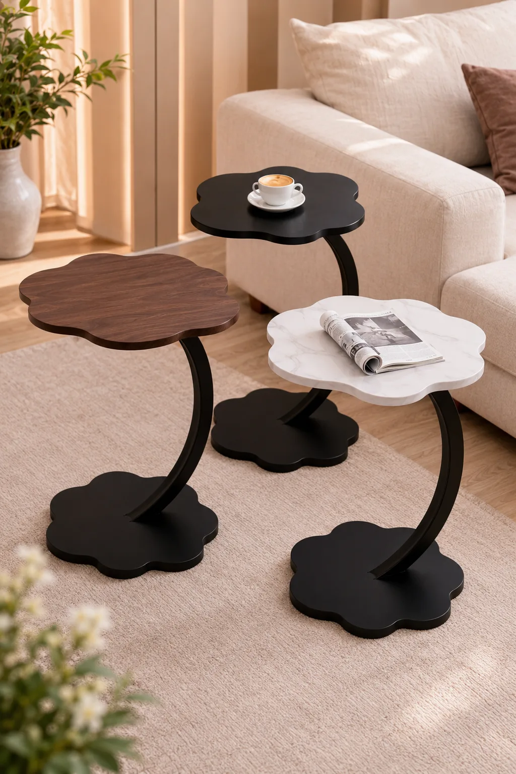 Столик кавовий приліжковий Flower 40х30х60 см