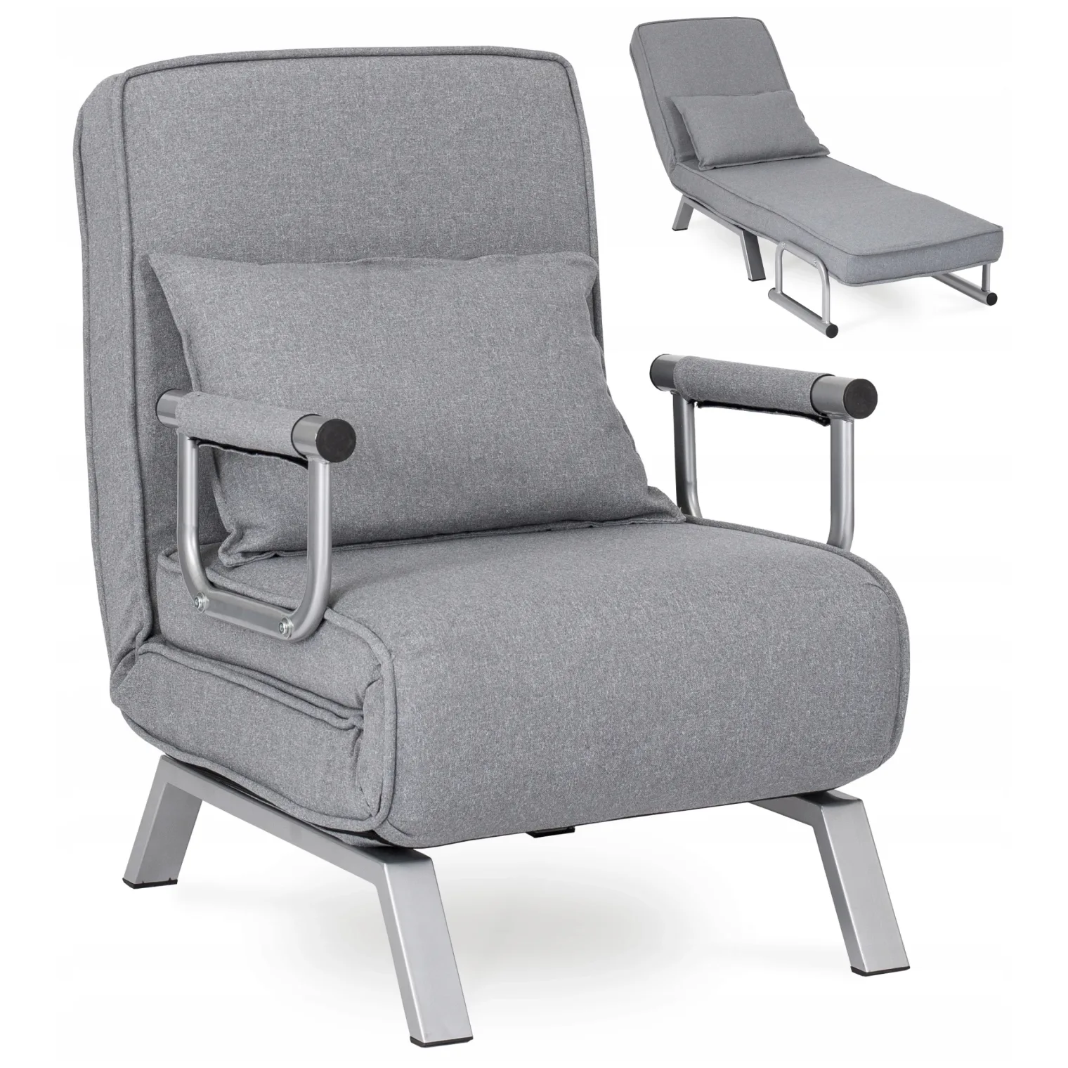 Крісло-розкладачка MEBEL ELITE BART KR-65, сіре (крісло 80x65x68, ліжко 190x65)