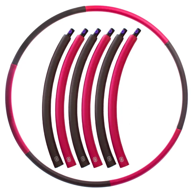 Розбірний хулахуп SportVida Hula Hoop, 6 секцій, діаметр 90 см, рожево-сірий