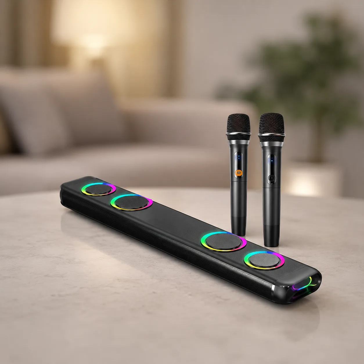 Саундбар-караоке SOCOVEZ G-68PRO з Bluetooth, сабвуфером і 2 бездротовими мікрофонами