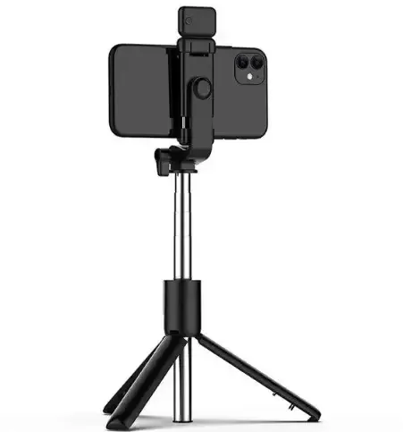 Монопод-штатив для телефону Selfie Stick DF-01S AND 5222 з Bluetooth пультом і LED світлом, чорний