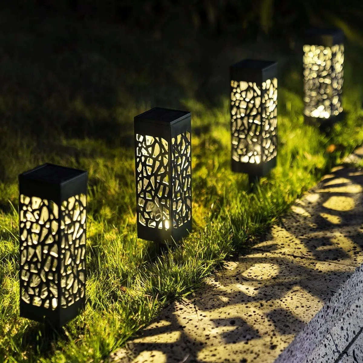 Garden Solar Lamp G053 lace-pattern, warm white, set of 6