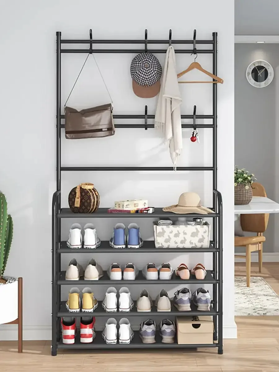 Вешалка напольная для одежды New Simple Floor Clothes Rack, 5 полок, черная