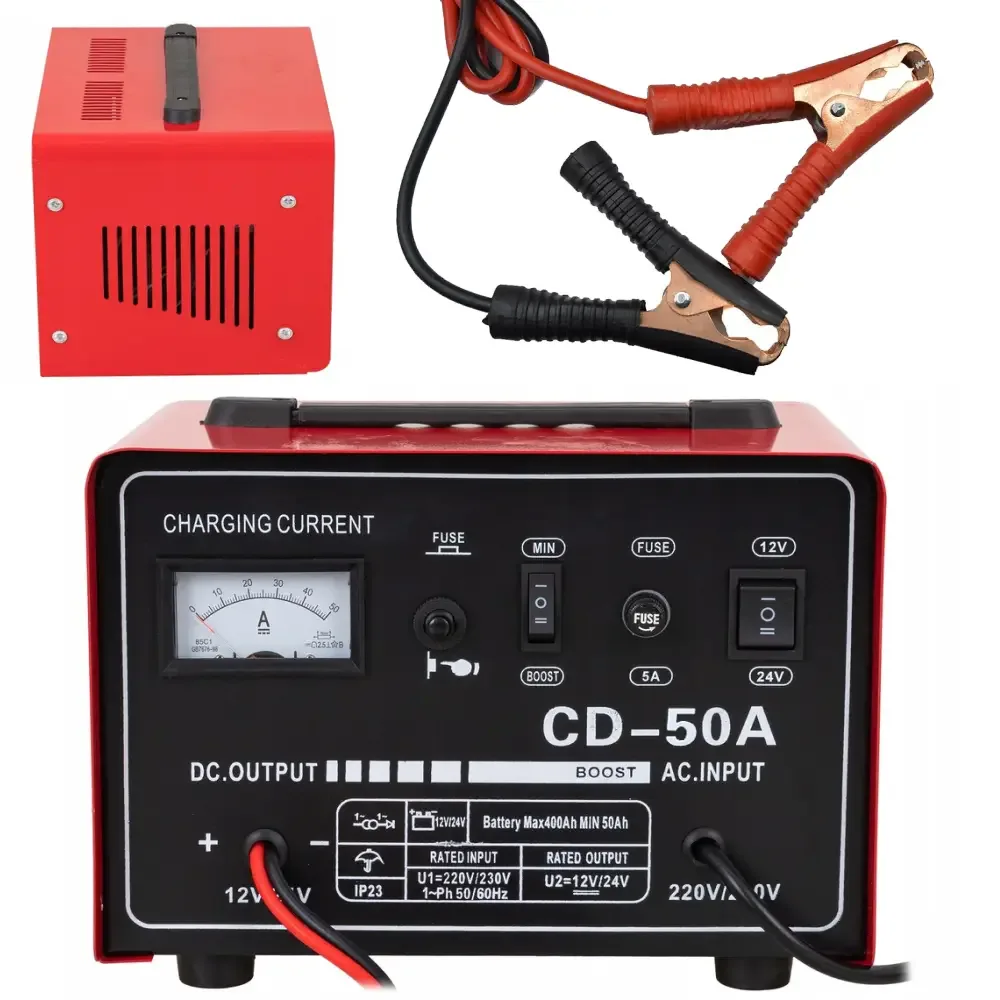 Car Battery Charger CD-50A, 12/24V, 220V mains powered