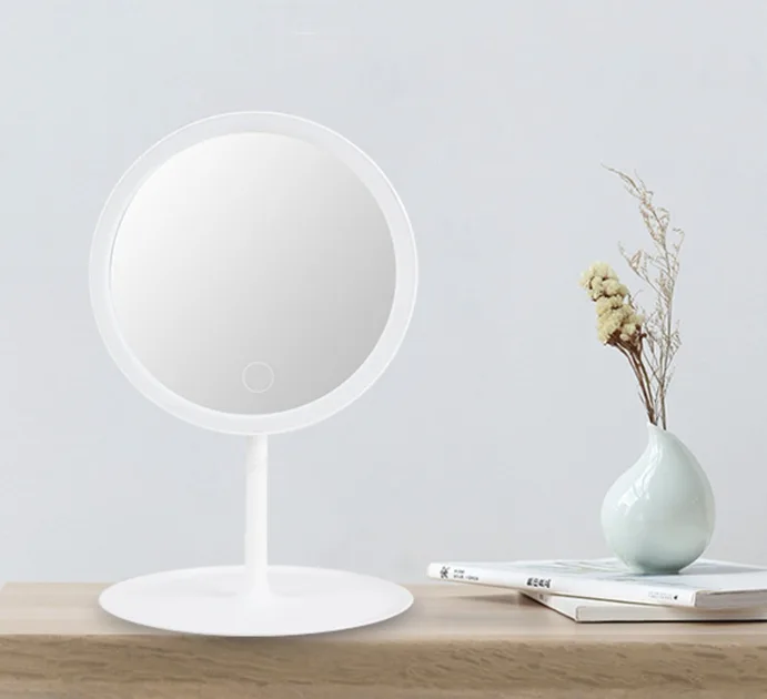 Дзеркало косметичне для макіяжу з LED підсвіткою, вбудований акумулятор, біле