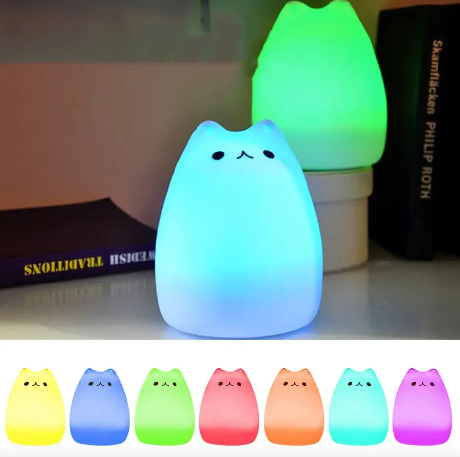 Silicone Kids' Night Light "Cat" 7 Modes