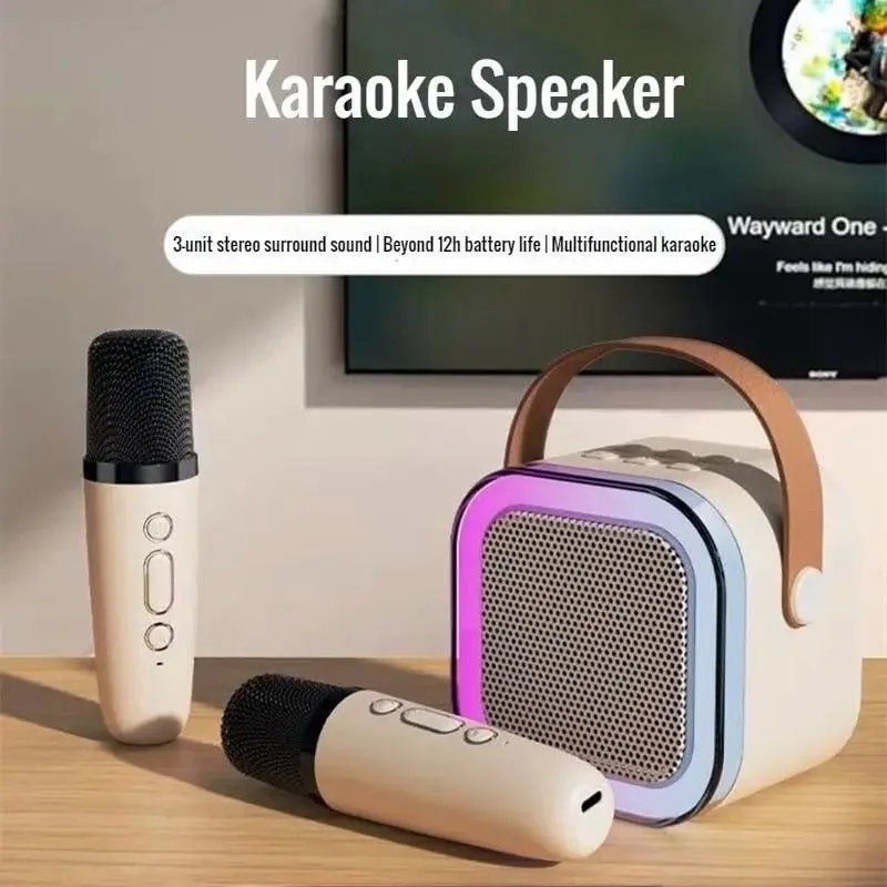 Караоке світлодіодне бездротове SPEAKER K12, 2 мікрофони, дитяче