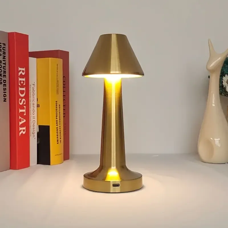 Table LED Lamp Metal PC-8231, rechargeable, touch control, gold
