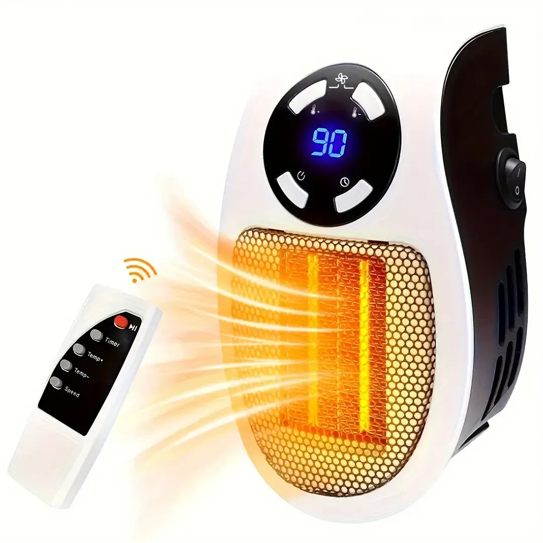Міні-обігрівач Portable Heater 500 Вт, у розетку, з дисплеєм і пультом керування