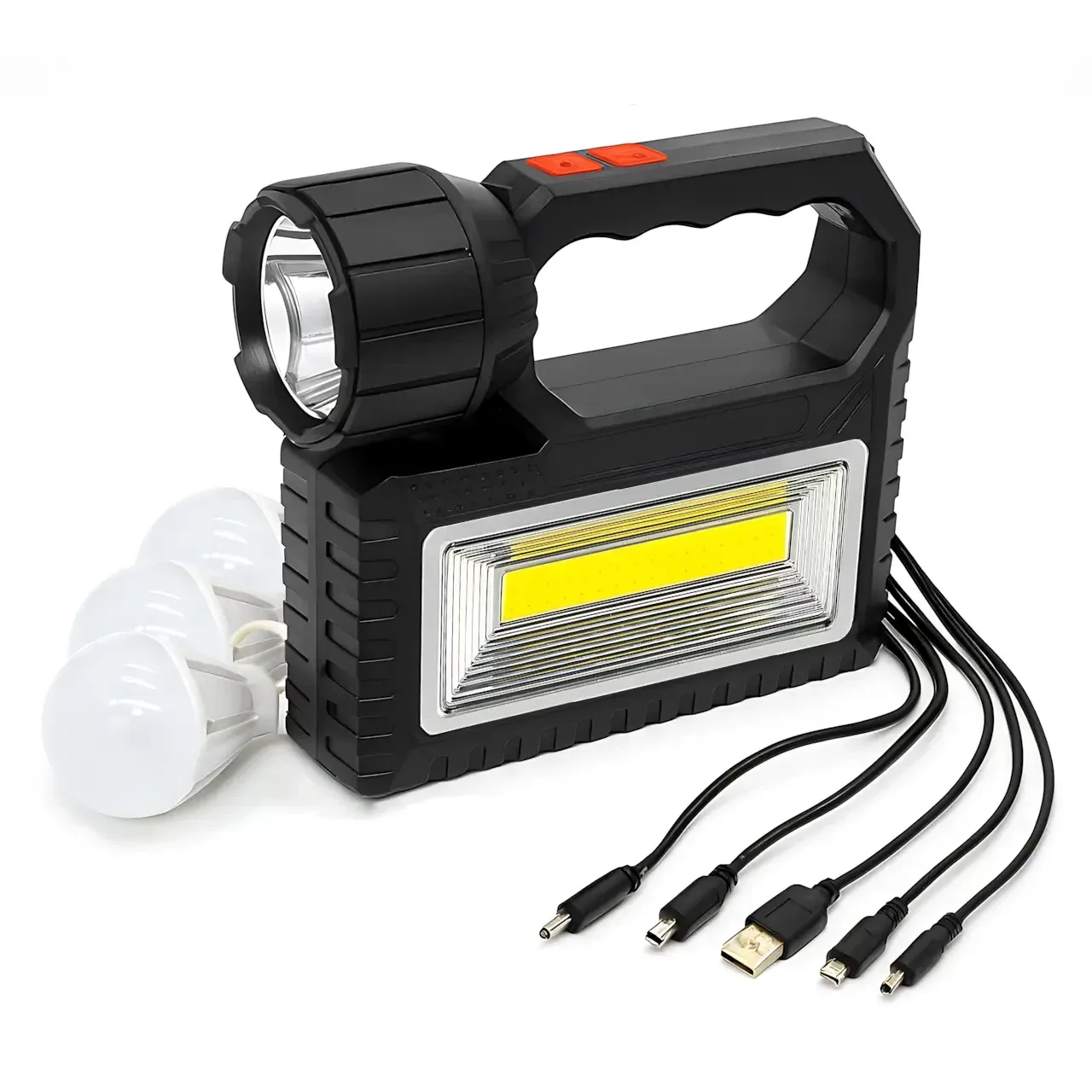 Сонячна зарядна станція OK-718S-A з LED+COB фонарем 10 Вт, PowerBank, 3 виносні лампи