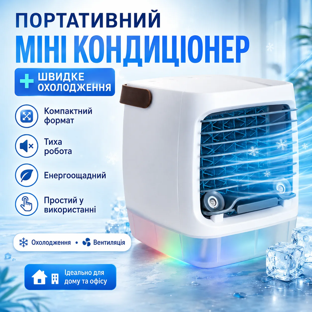 Портативний настільний кондиціонер Arctic AIR Ultra, Білий / Міні кондиціонер для дому